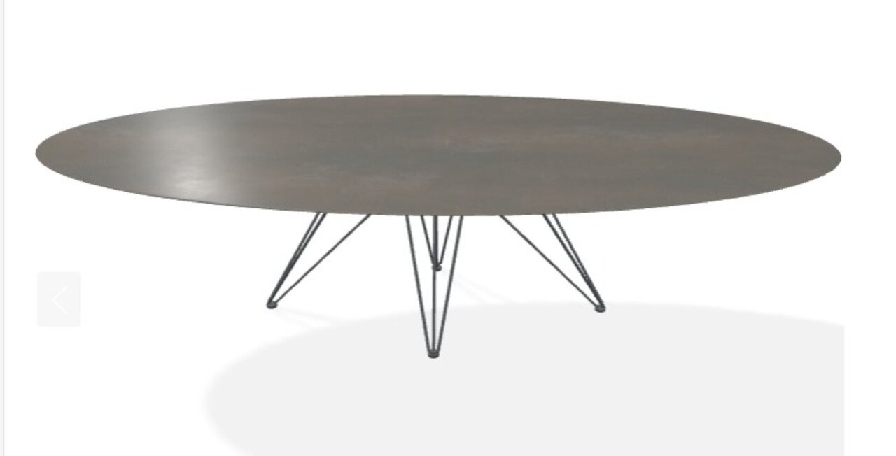 Joli Wire Tisch Oval-Anthrazit-300 x 128 cm-Schwarzes Eisen