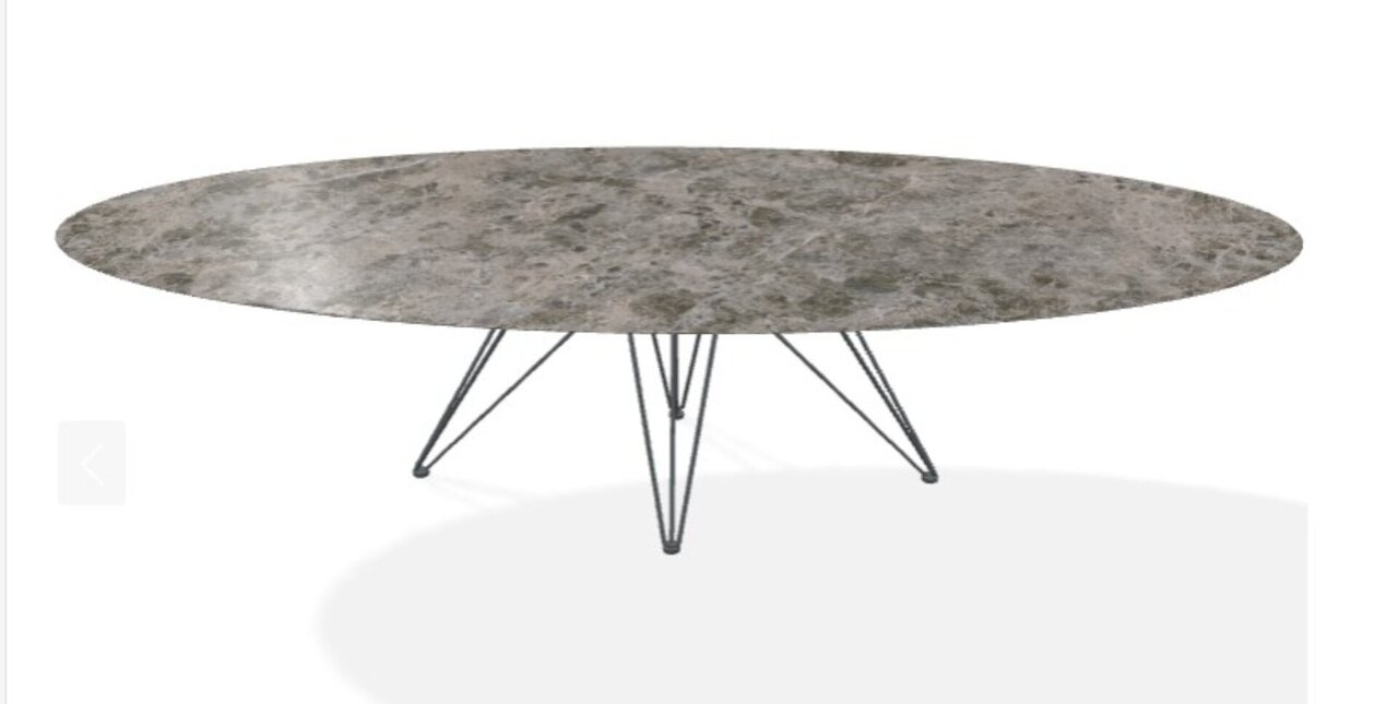 Joli Wire Tisch Oval-Anthrazit-300 x 128 cm-Emperador