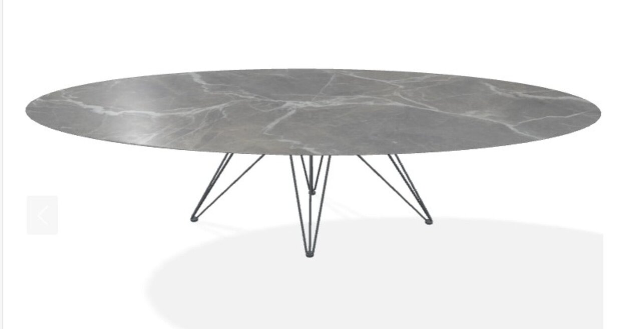 Joli Wire Tisch Oval-Anthrazit-300 x 128 cm-Marmor Marone