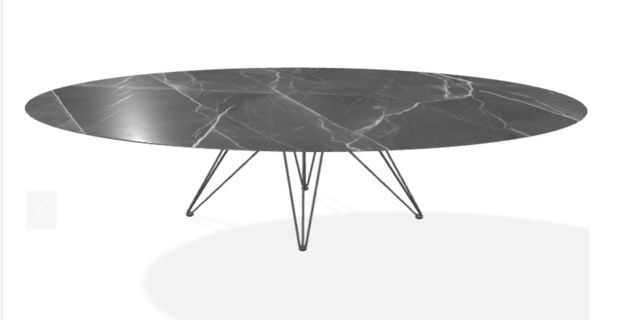 Joli Wire Tisch Oval-Anthrazit-300 x 128 cm-Schwarzer Diamant