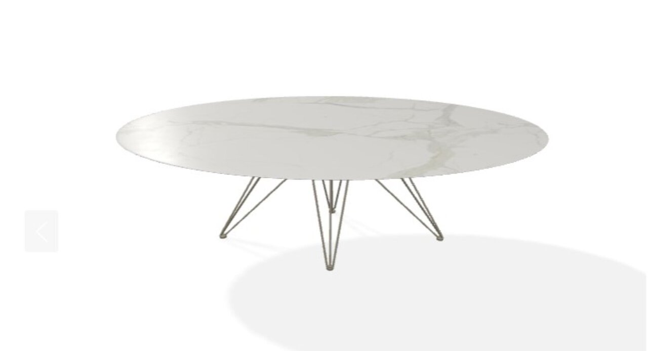 Joli Wire Tisch Oval-Bronze-210 x 128 cm-Calacatta Naturale