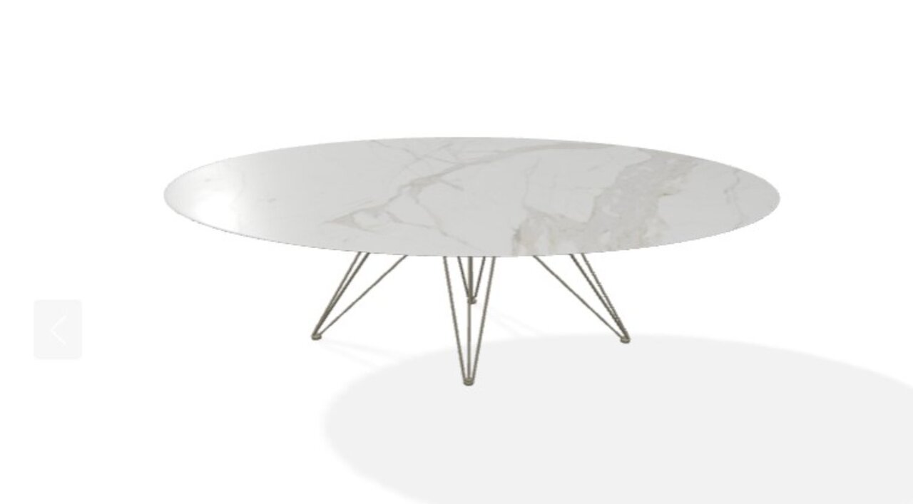 Joli Wire Tisch Oval-Bronze-210 x 128 cm-Calacatta
