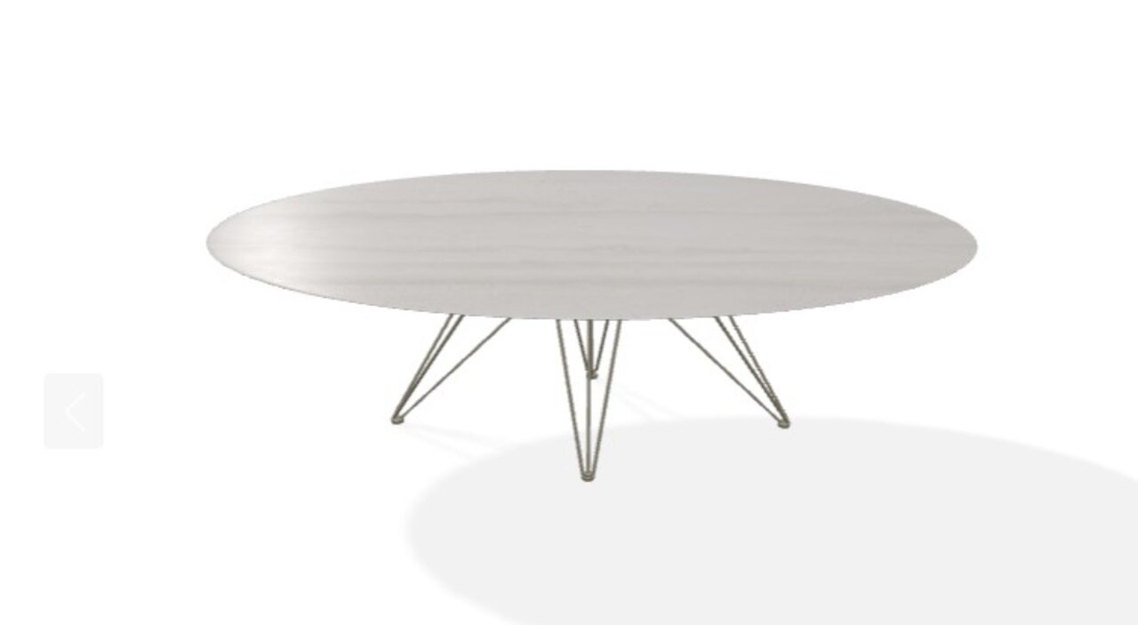 Joli Wire Tisch Oval-Bronze-210 x 128 cm-Travertino Grau
