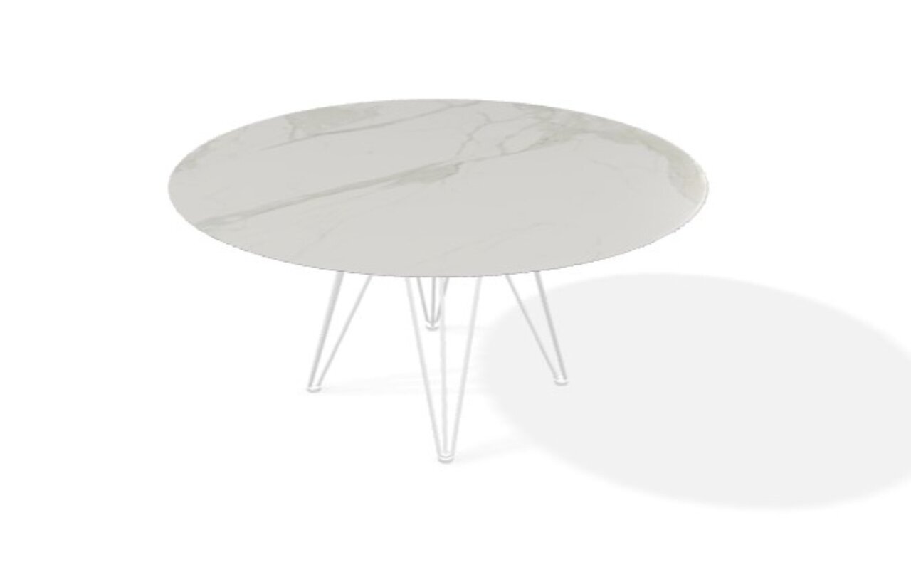 Joli Wire Tisch Rund-Weiss-Calacatta Naturale-Ø 150 cm