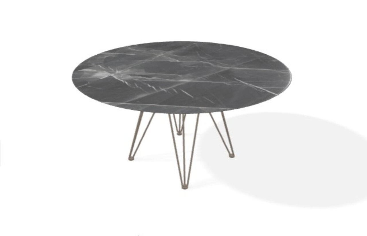 Joli Wire Tisch Rund-Taupe-Schwarzer Diamant-Ø 150 cm