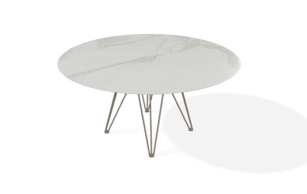 Joli Wire Tisch Rund-Taupe-Calacatta Naturale-Ø 150 cm