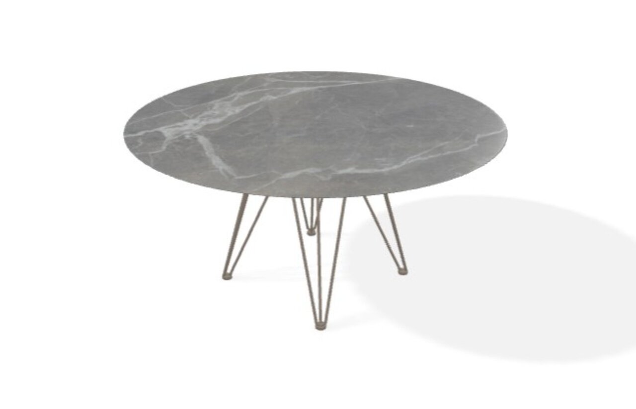 Joli Wire Tisch Rund-Taupe-Marmor Marone-Ø 150 cm