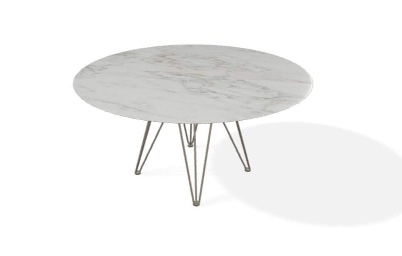 Joli Wire Tisch Rund-Bronze-Bianco D'Oro-Ø 150 cm