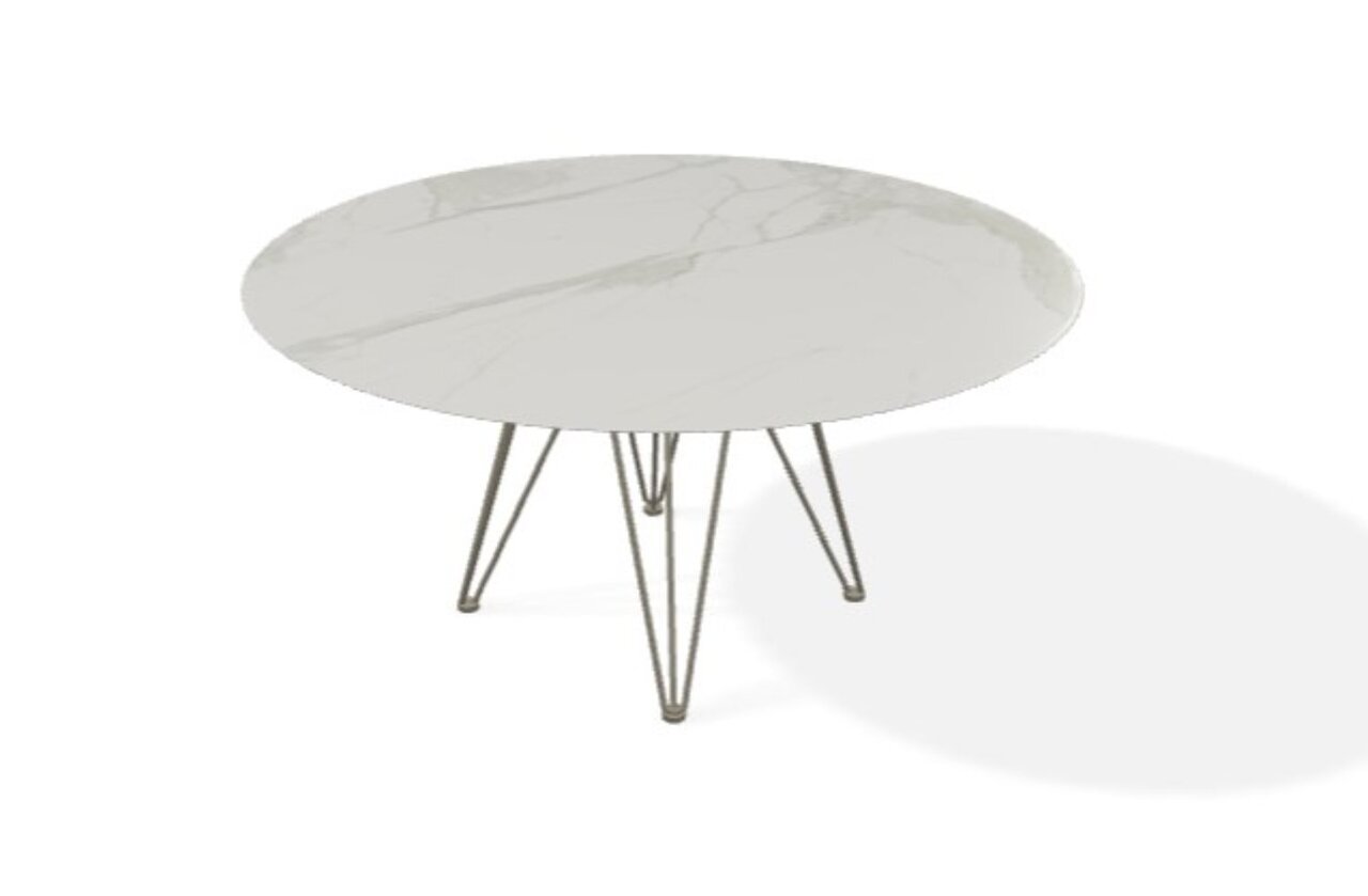 Joli Wire Tisch Rund-Bronze-Calacatta Naturale-Ø 150 cm