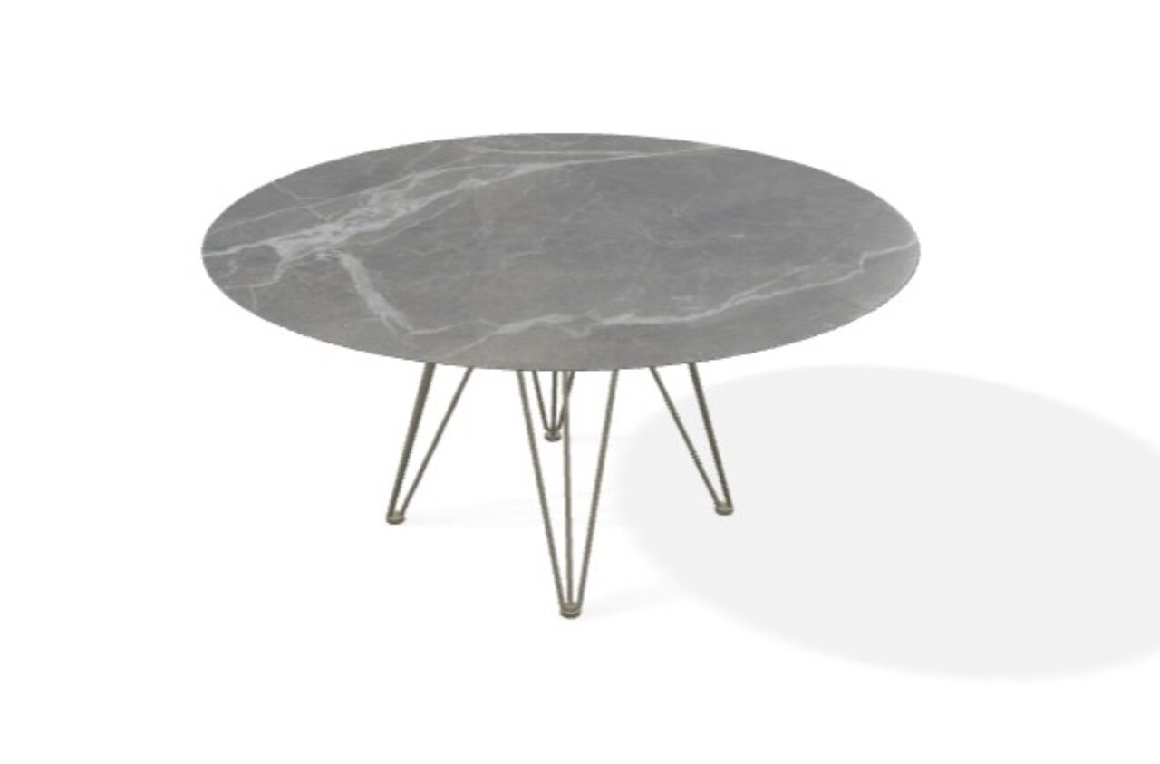 Joli Wire Tisch Rund-Bronze-Marmor Marone-Ø 150 cm