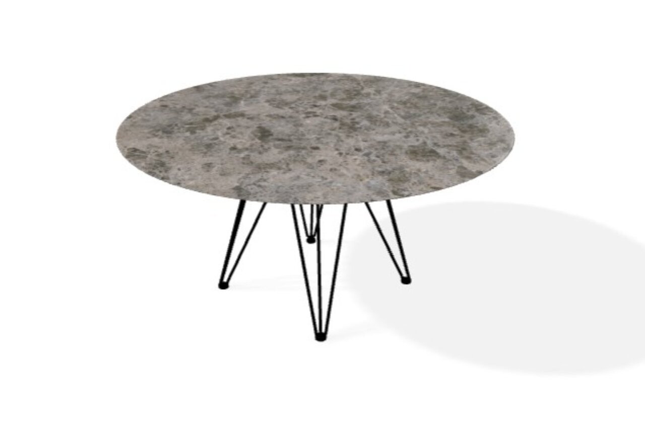 Joli Wire Tisch Rund-Schwarz-Emperador-Ø 150 cm