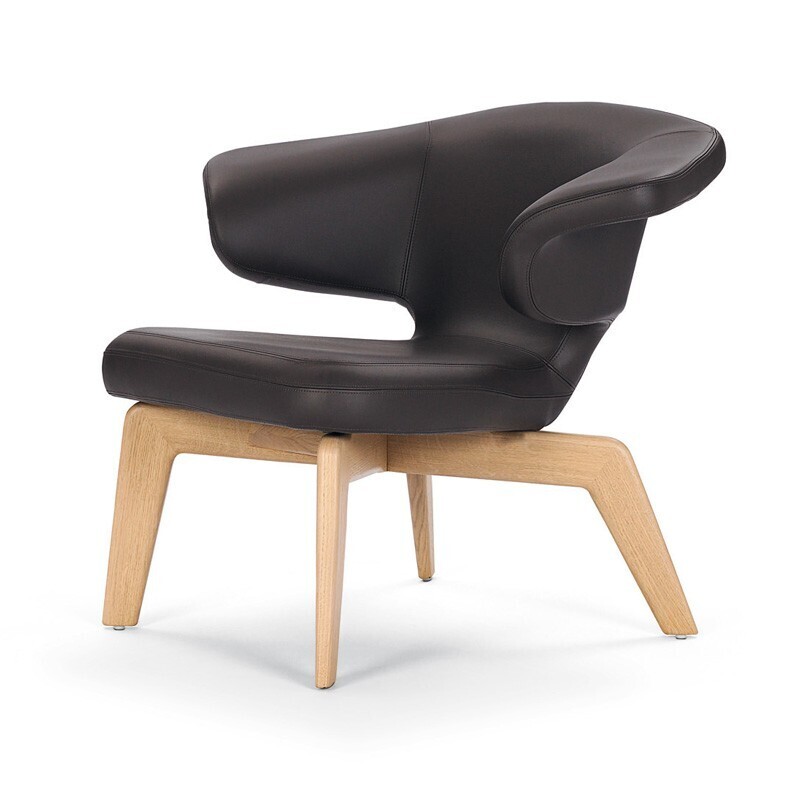 ClassiCon Munich Lounge Chair - Eiche - Classic Leder Schwarz 