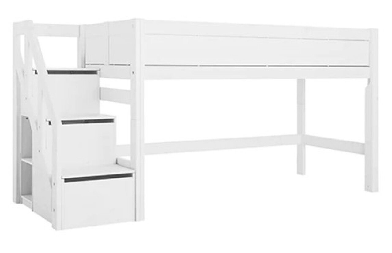 Lifetime Semi-High Bed With Stepladder - Hochbett Mit Treppe White