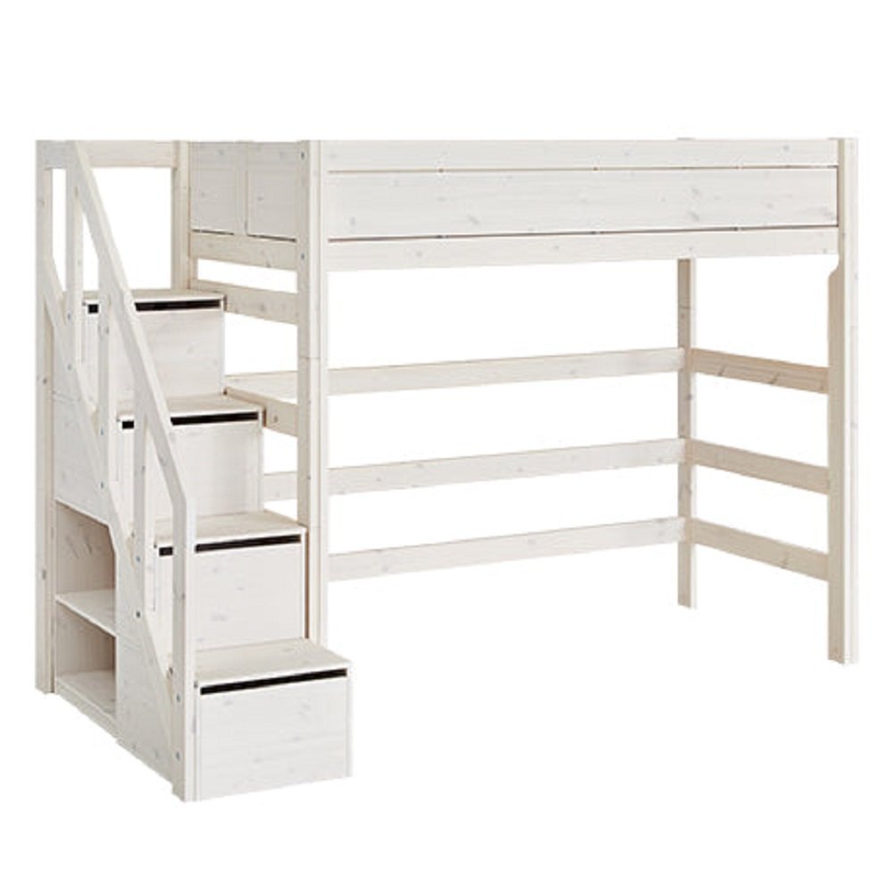 Lifetime High Bed With Stepladder - Hochbett Mit Treppe: White Wash