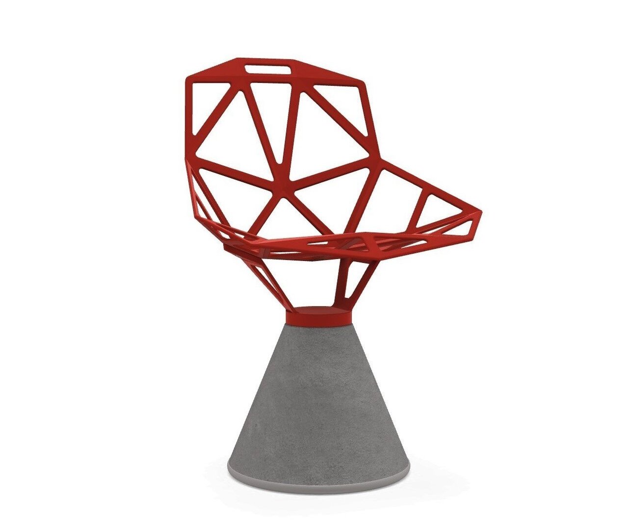Magis Chair One Stuhl mit drehbarem Sitz - rot lackierter Sitz - concrete natural