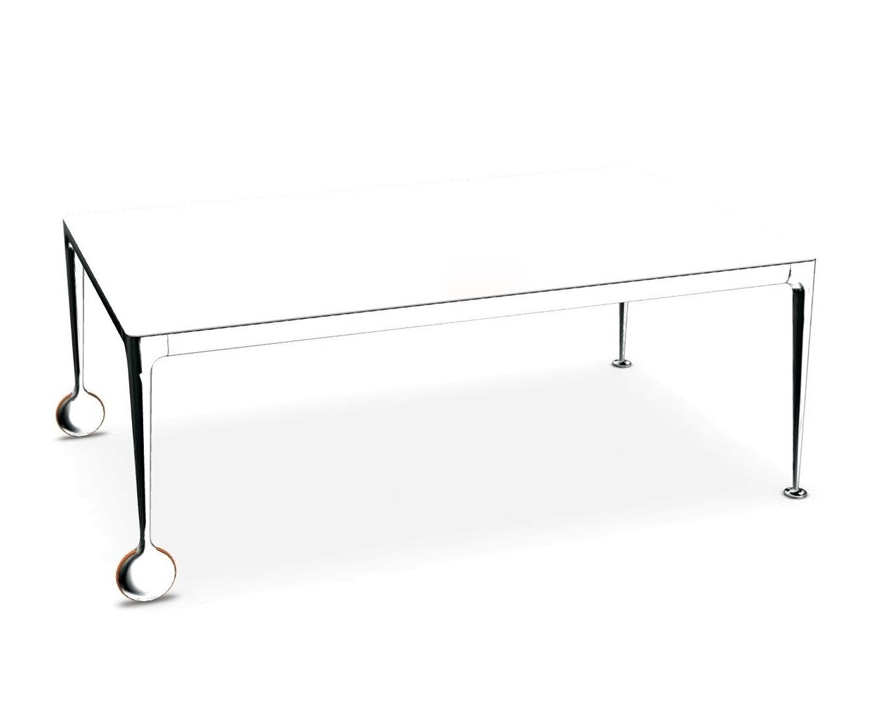 Magis - Big Will Tisch mit Rollen - Weiss-Poliert / Breite: 200 cm; Höhe: 75 cm; Tiefe: 100 cm;