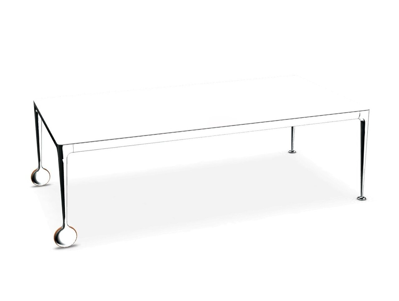 Magis - Big Will Tisch mit Rollen -   Weiss-Poliert /   Breite: 240 cm; Höhe: 75 cm; Tiefe: 110 cm