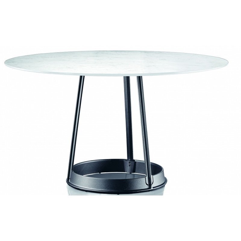 Magis Brut Tisch Round - Carrara Weiss - Schwarz