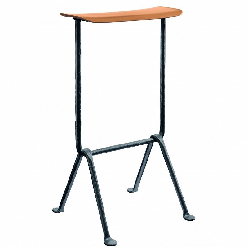 Magis Officina Barhocker 65 cm Leder - Natura - Anthrazitgrau