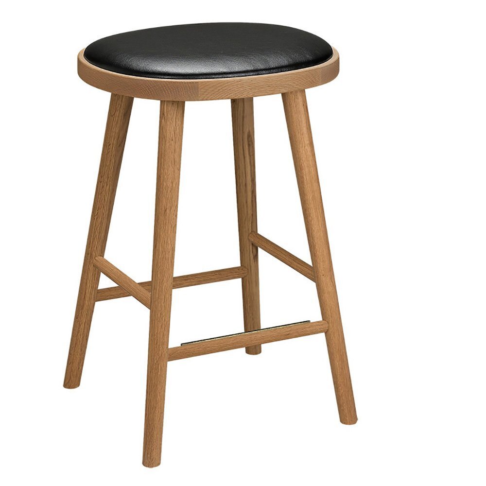 Hans K Colibri Barstool 63cm Oak Oiled Bonded Leather Black Emb