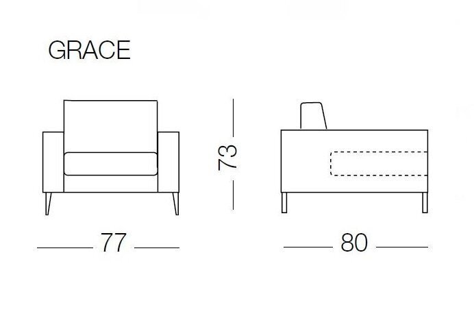 Milano Grace Sessel 77 T.80 H.73 cm