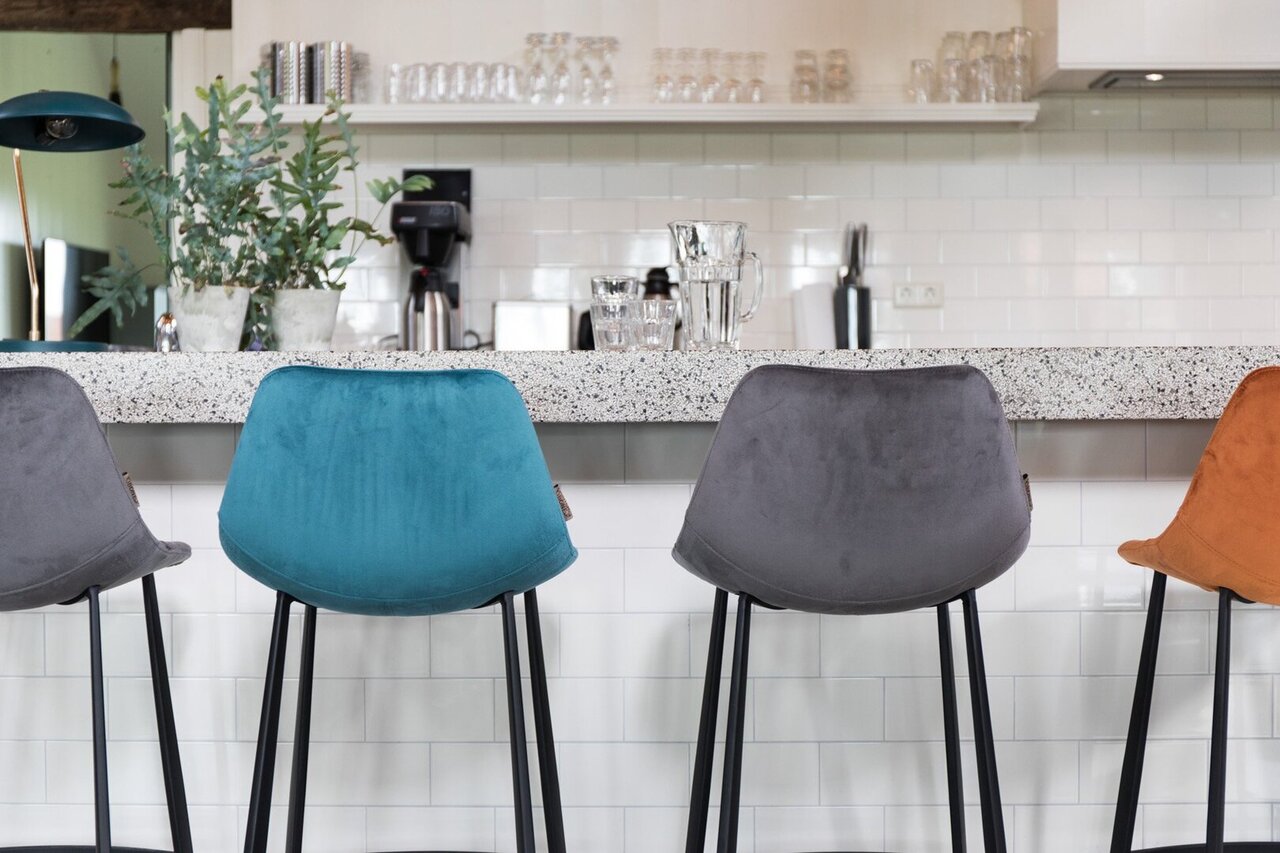 Dutchbone Franky Velvet Counter Stool
