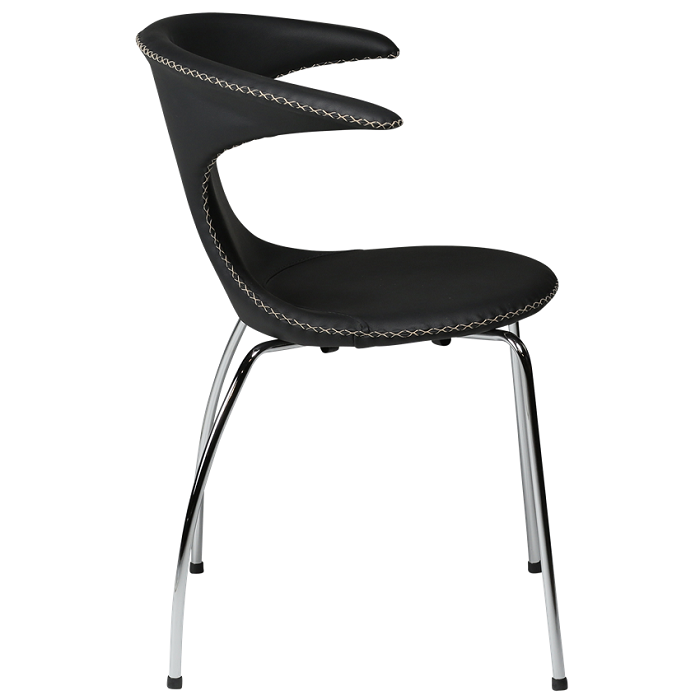 Dan-Form FLAIR chair Black leather with chrome legs 