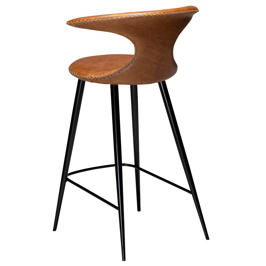 Dan-Form FLAIR counter stool Light brown leather with round black legs