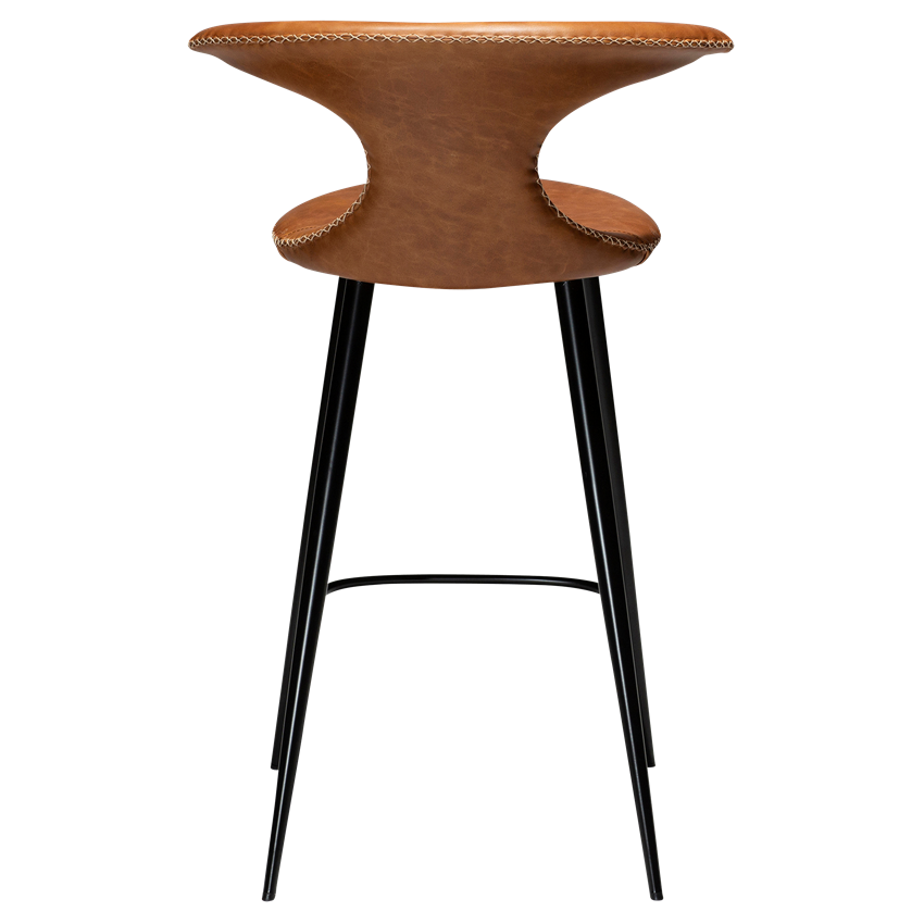 Dan-Form FLAIR counter stool Light brown leather with round black legs