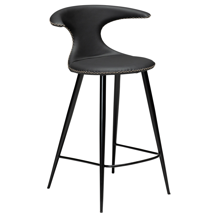 Dan-Form FLAIR counter stool Black leather with round black legs