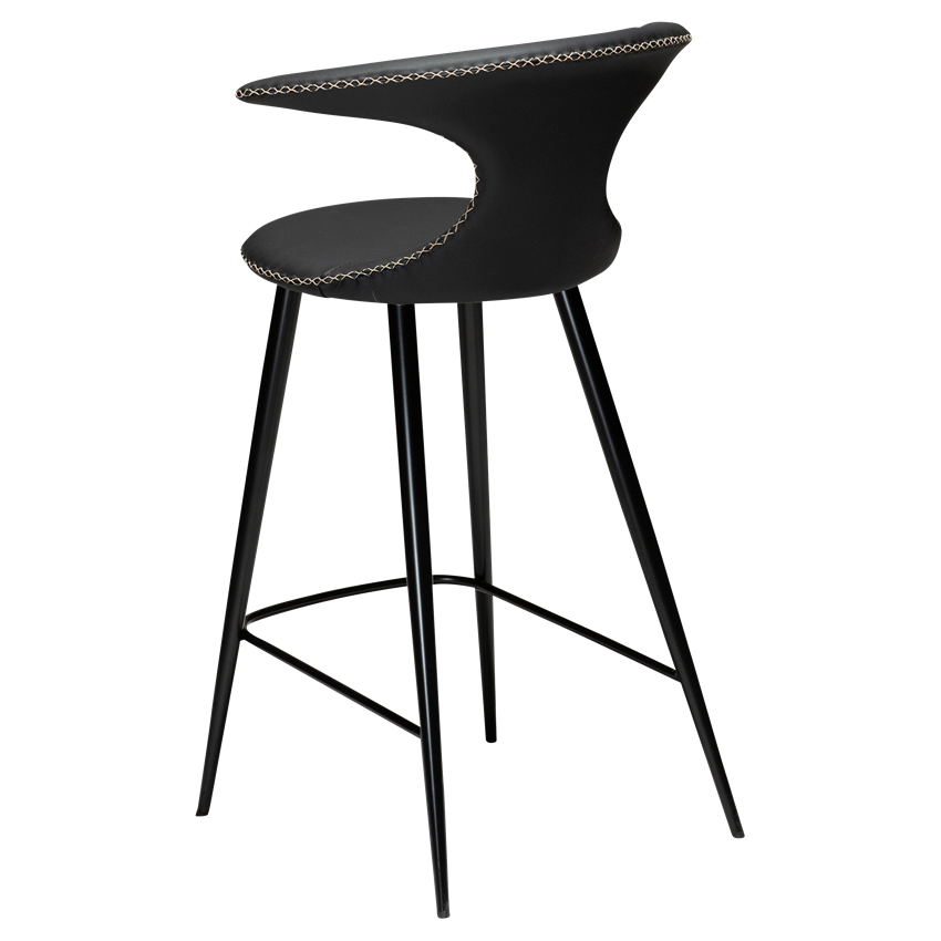 Dan-Form FLAIR counter stool Black leather with round black legs
