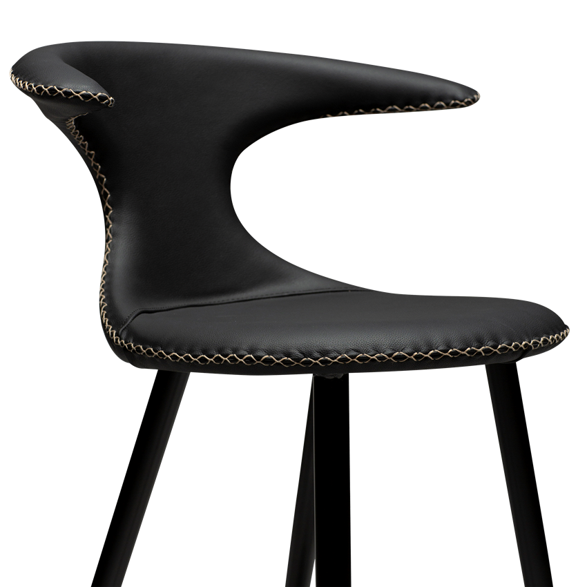 Dan-Form FLAIR counter stool Black leather with round black legs