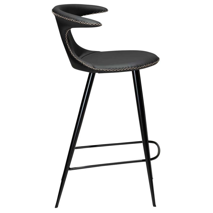 Dan-Form FLAIR counter stool Black leather with round black legs