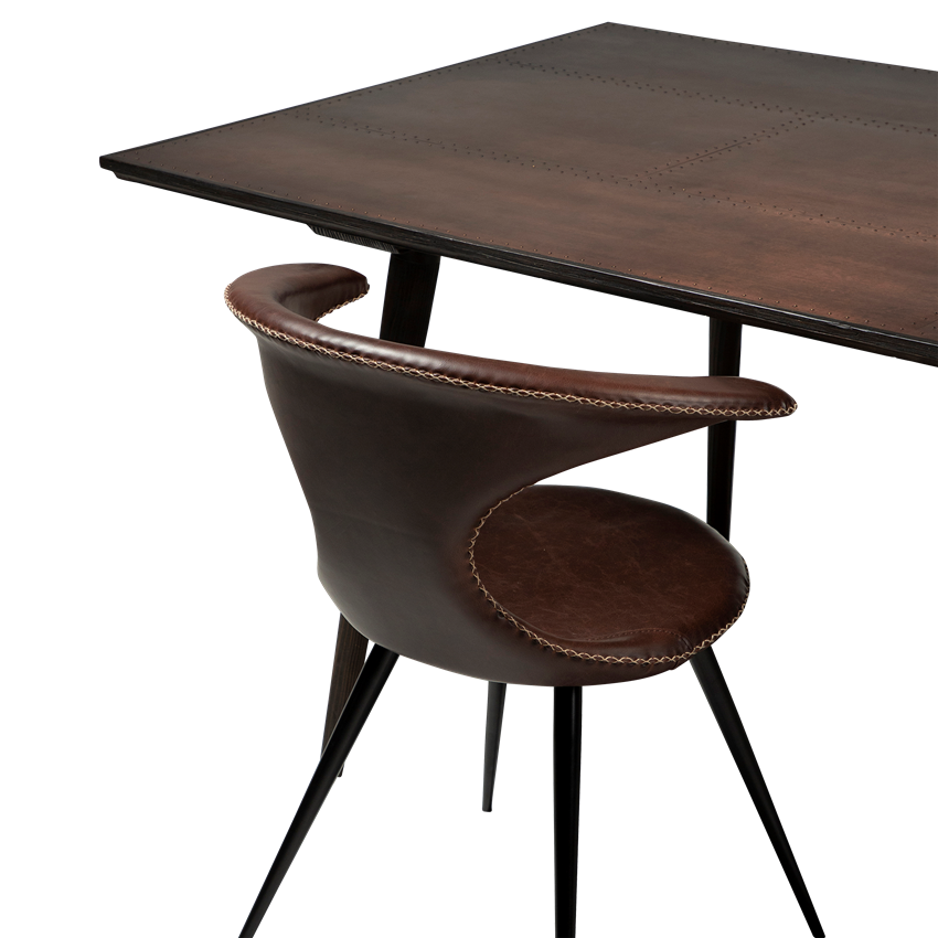 Dan-Form CU Table Copper table top rectangular with reclaimed elm legs