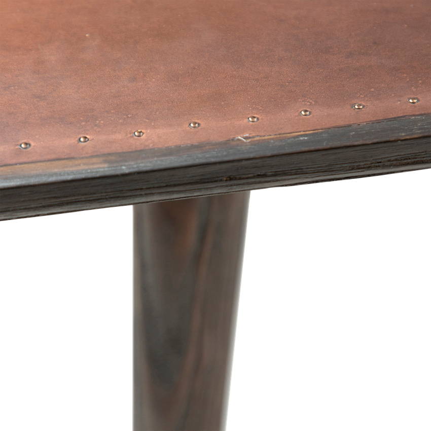 Dan-Form CU Table Copper table top rectangular with reclaimed elm legs