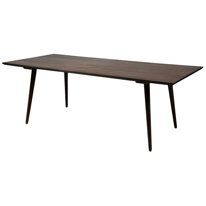 Dan-Form CU Table Copper table top rectangular with reclaimed elm legs