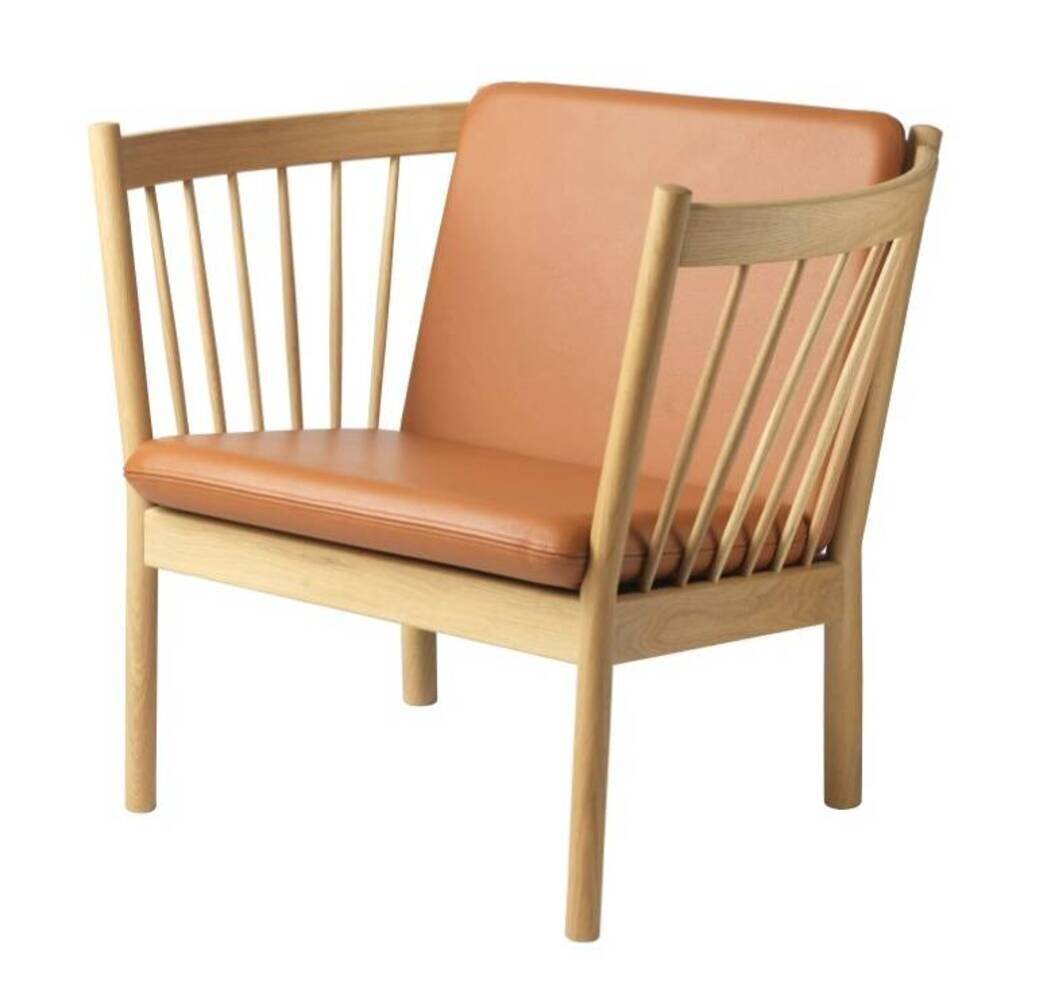 FDB Mobler J146 Sessel-Eiche, Natur, Lackiert - Leder, Cognac