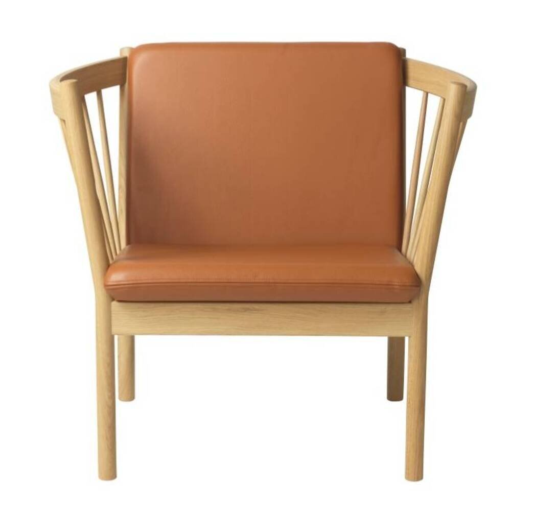 FDB Mobler J146 Sessel-Eiche, Natur, Lackiert - Leder, Cognac