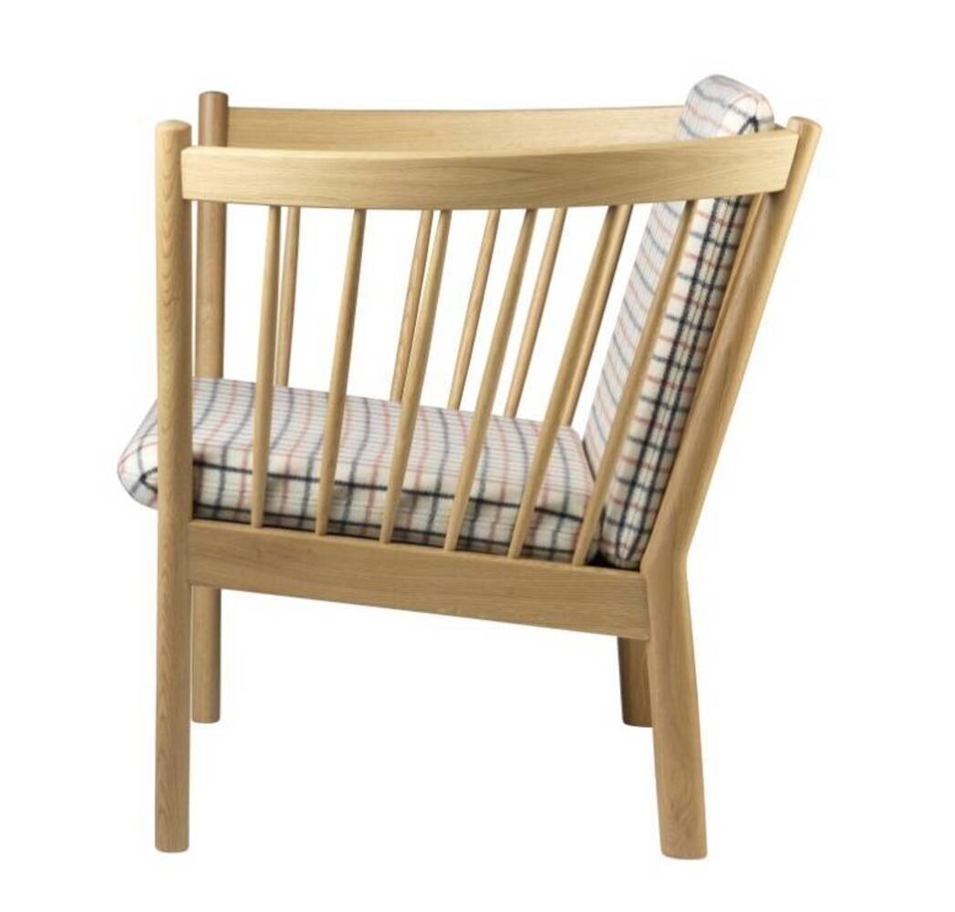 FDB Mobler J146 Sessel-Eiche, Natur, Lackiert - Wolle, Rotkarierte Pferdedecke