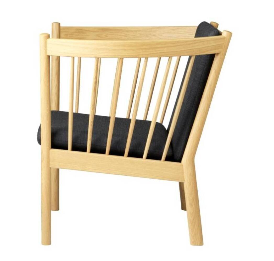 FDB Mobler J146 Sessel-Eiche, Natur, Lackiert - Wolle, Dunkelgrau (04013)