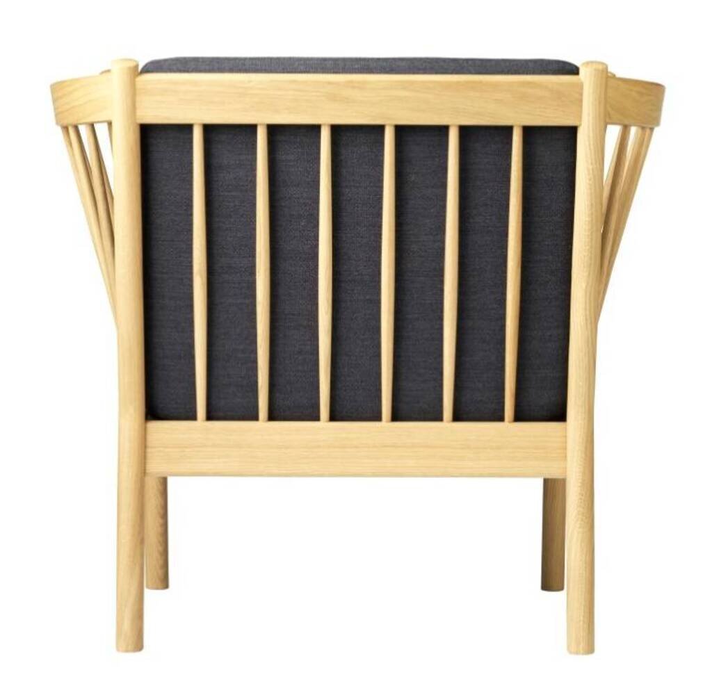 FDB Mobler J146 Sessel-Eiche, Natur, Lackiert - Wolle, Dunkelgrau (04013)