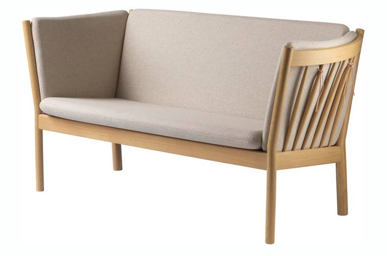 FDB Mobler J148 2-Sitzer Sofa-Eiche, Natur, Lackiert - Wolle, Beige (Upminster)