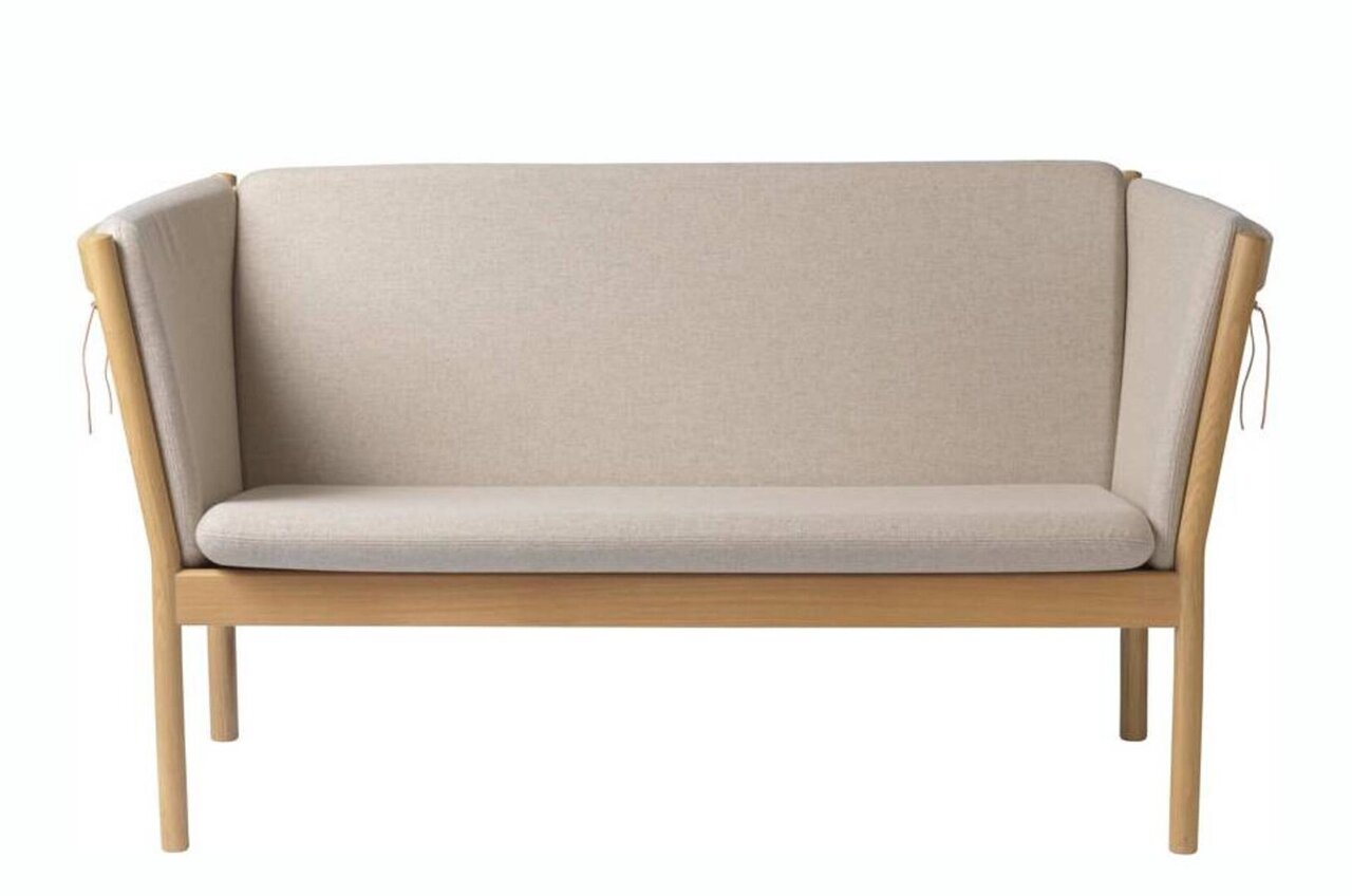 FDB Mobler J148 2-Sitzer Sofa-Eiche, Natur, Lackiert - Wolle, Beige (Upminster)