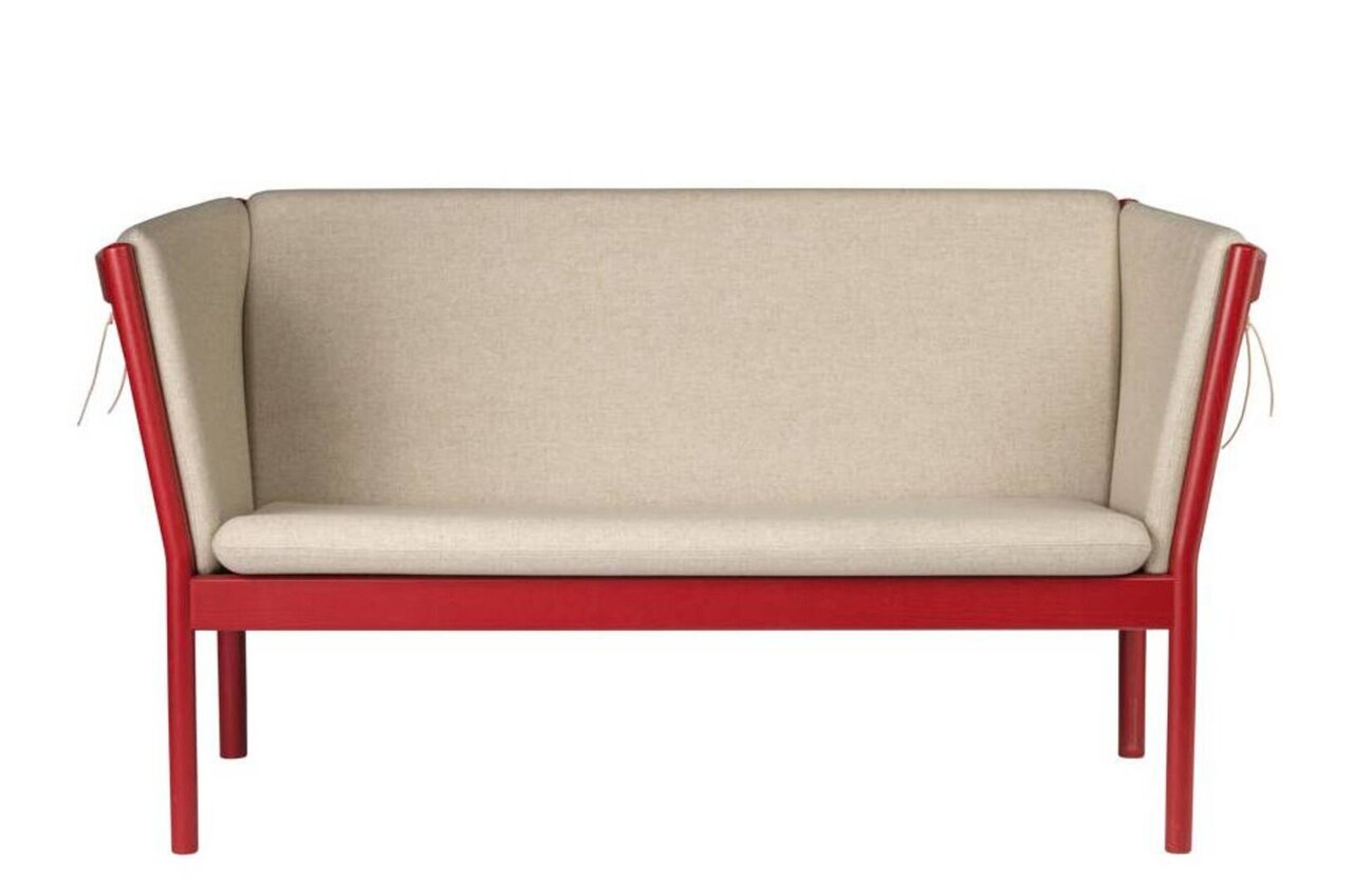 FDB Mobler J148 2-Sitzer Sofa-Eiche, Rubinrot, Gemalt - Wolle, Beige (Upminster)