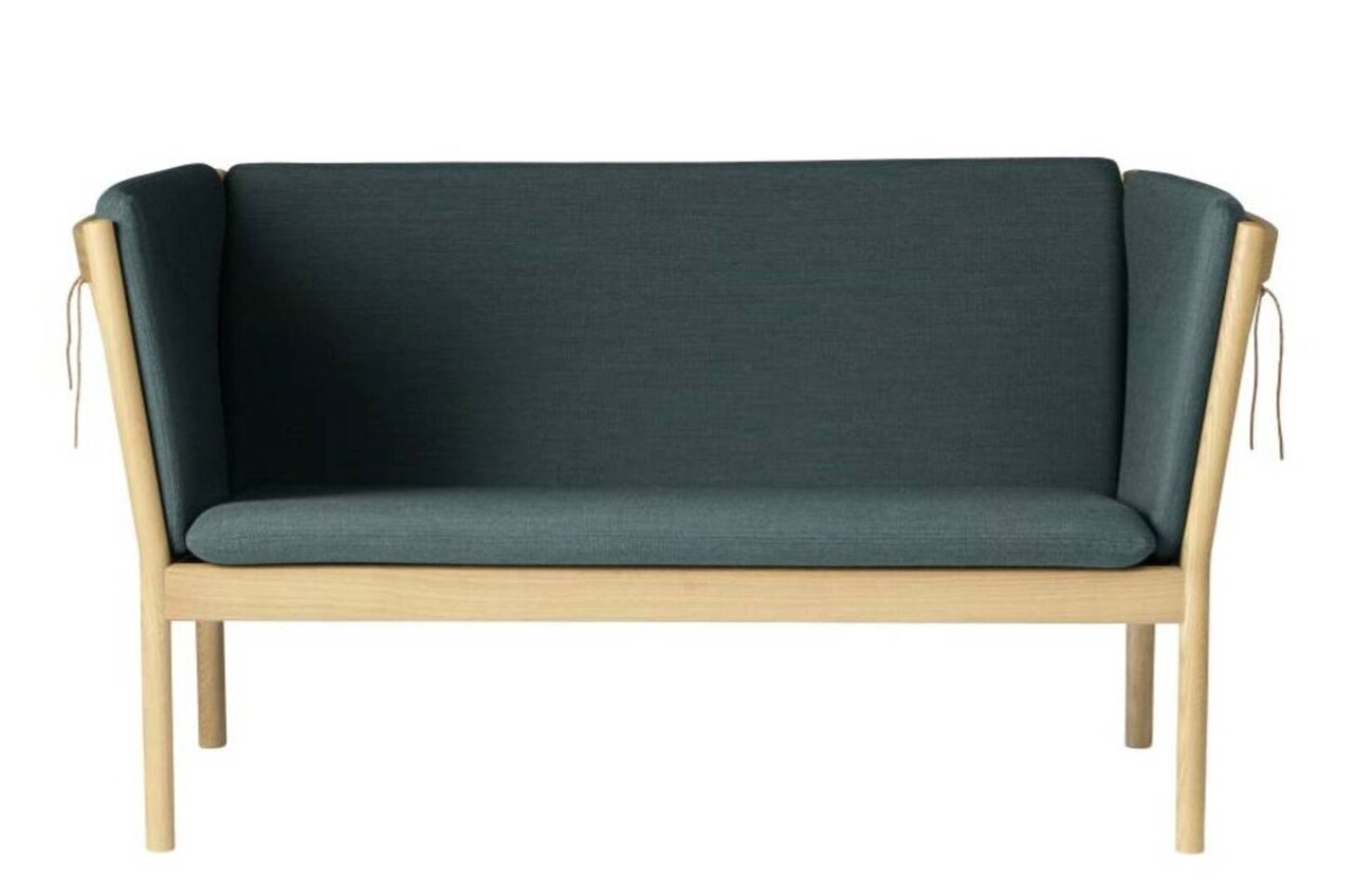 FDB Mobler J148 2-Sitzer Sofa-Eiche, Natur, Lackiert - Wolle, Dunkelgrün (4761)