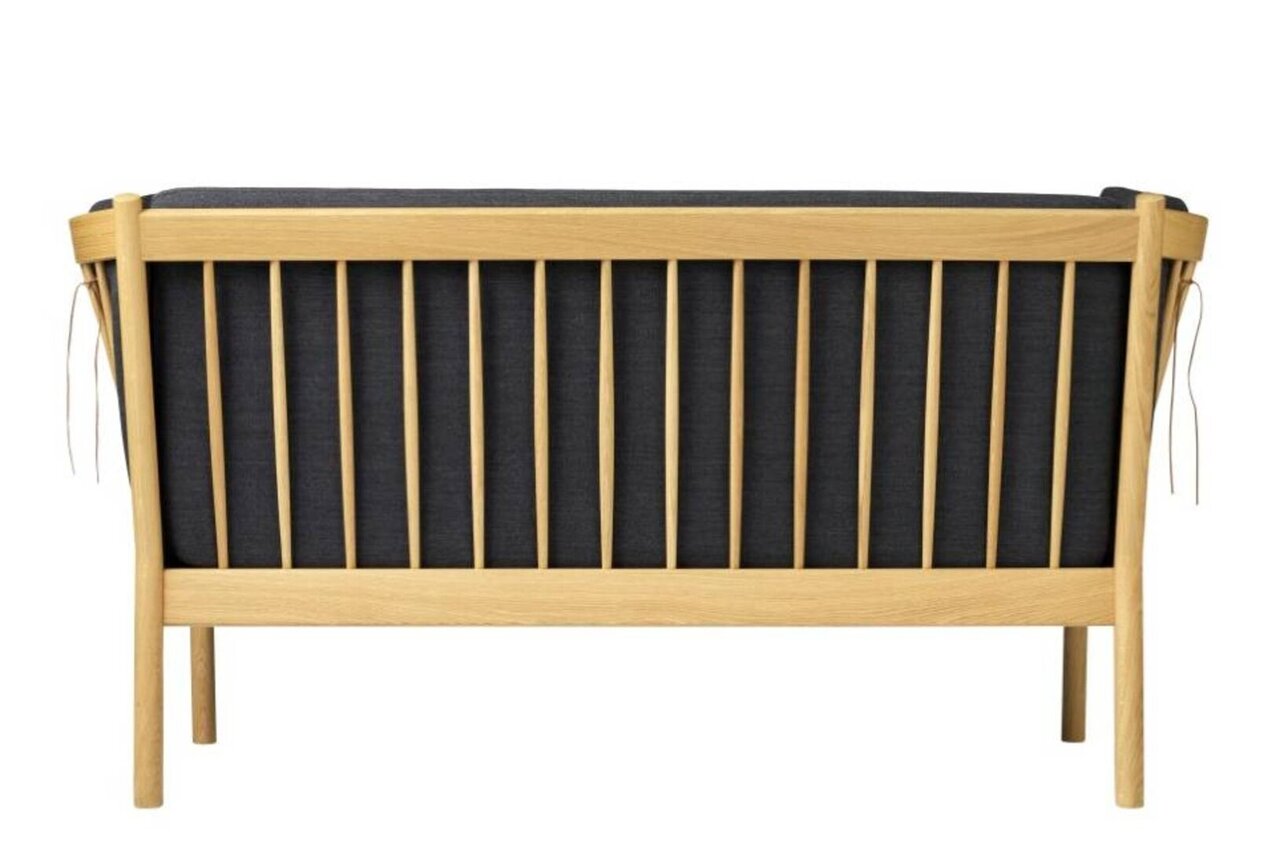FDB Mobler J148 2-Sitzer Sofa-Eiche, Natur, Lackiert - Wolle, Dunkelgrau (04013)