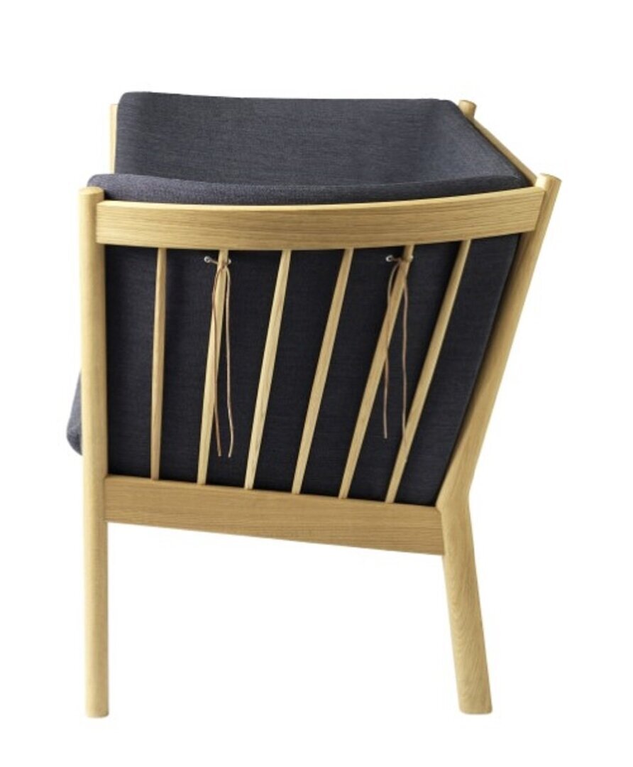 FDB Mobler J148 2-Sitzer Sofa-Eiche, Natur, Lackiert - Wolle, Dunkelgrau (04013)