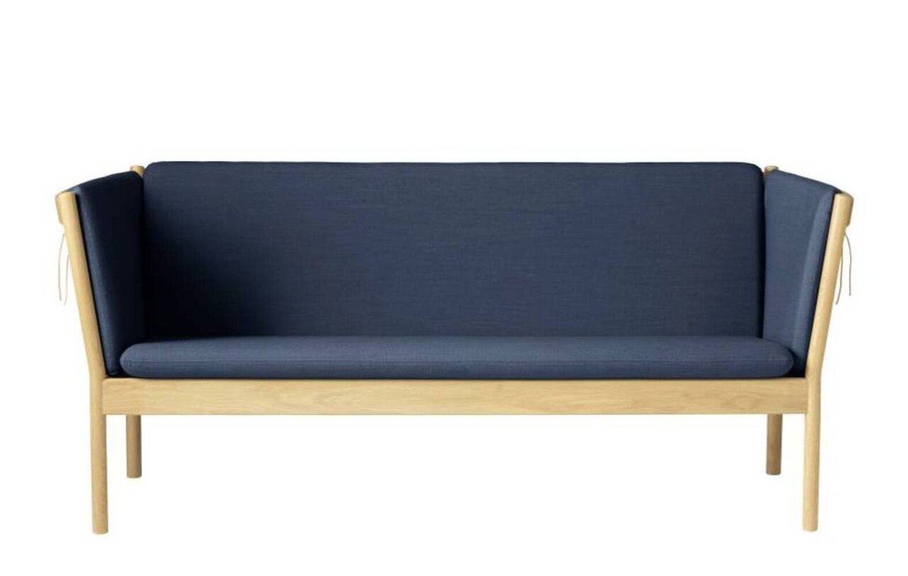 FDB Mobler J149 3-Sitzer Sofa-Eiche, Natur, Lackiert - Wolle, Dunkelblau (4125)