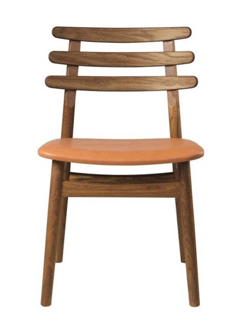 FDB Mobler J48 Esszimmerstuhl-Eiche Geräuchert, Natur, Lackiert - Leder, Cognac (Sevil)