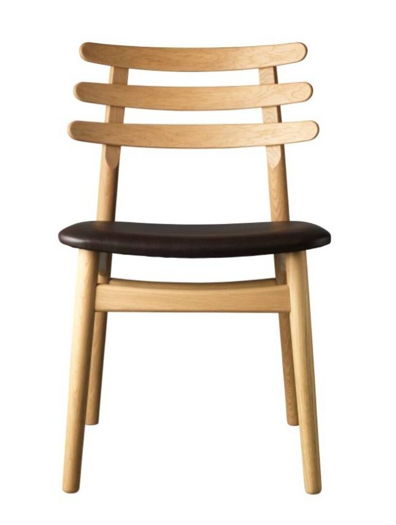 FDB Mobler J48 Esszimmerstuhl-Eiche, Natur, Lackiert - Leder, Dunkelbraun (Sevilla4030)